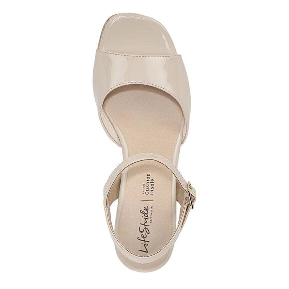 LifeStride Womens Island Time Wedge Sandal Almond Milk Patent 10 W